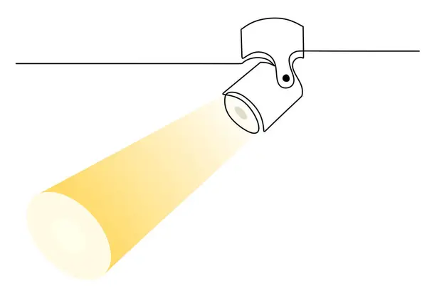 Spot ışıkları sürekli bir çizgi çiziyor. Vektör illüstrasyonu izole edildi. Minimalist tasarım elle çizilmiş.