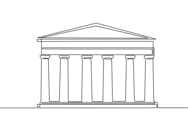 Parthenon Greece traditional house in continuous one line art drawing. Traditional building vector illustration editable stroke.
