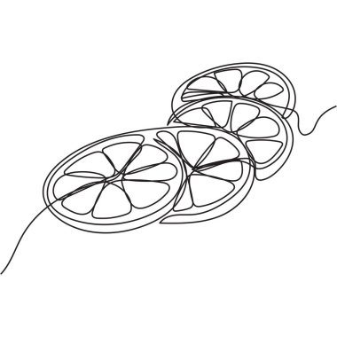 Aralıksız bir çizgi çizerek limon meyvesi. Limon yiyecekler sağlıklı konsept. Vektör illüstrasyonu izole edildi. Minimalist tasarım elle çizilmiş.