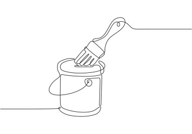 Boya kutusu ve fırça çizimleri devam ediyor. Vektör illüstrasyonu izole edildi. Minimalist tasarım elle çizilmiş.