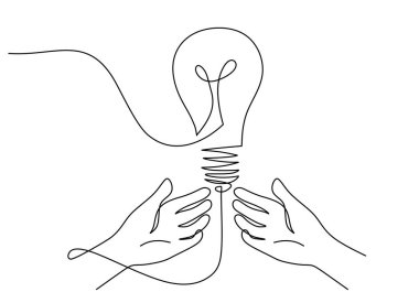 Ampullü eller. Sürekli bir çizgi çiziyor. Vektör illüstrasyonu izole edildi. Minimalist tasarım elle çizilmiş.