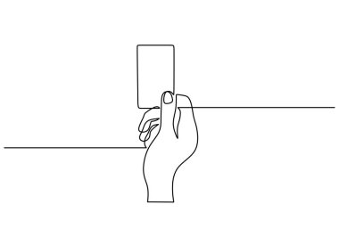 El ele tutuşmanın bir çizimi kredi kartı. Sürekli tek bir ana hatlı iş nesnesi kavramı.