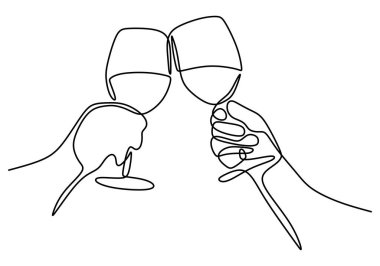 Şampanya kadehi. Sürekli doğrusal çift şarap kadehleri.