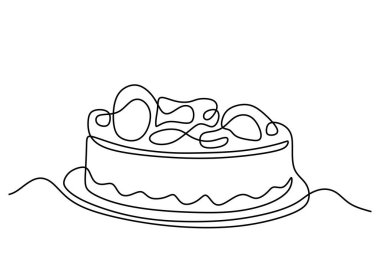 Süslü pastayla aralıksız tatlı çizimi konsepti