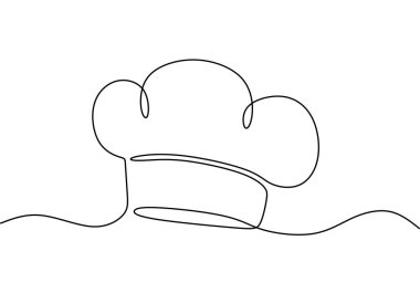 Şef 'in şapkasını çizmeye devam et. Yemek ekipmanı vektörü,