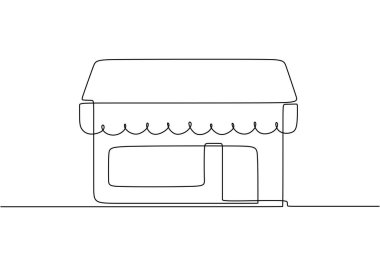 Kafe ya da dükkan çizmeye devam et. Bina ve ofis kavramı. Vektör illüstrasyon minimalisti.