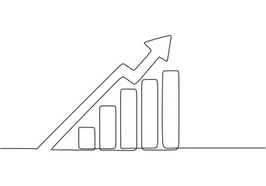 Aralıksız çizgi çizerek büyüyen grafik. Çizgi sanatı çizelgesi. Vektör illüstrasyonu minimalist çizgi sanat tasarımı.