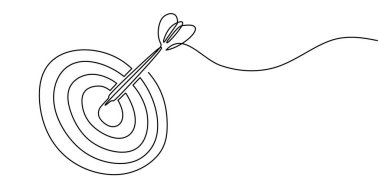 Okçuluk sahasının aralıksız tek çizgi çizimi. Vektör illüstrasyonu minimalist çizgi sanat tasarımı.