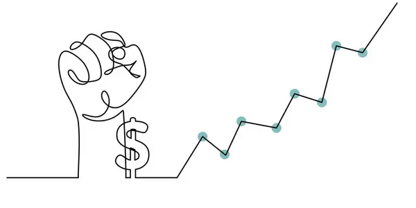 El yazısı, dolar ve finans grafiği çizimleri. Vektör illüstrasyonu minimalist çizgi sanat tasarımı.