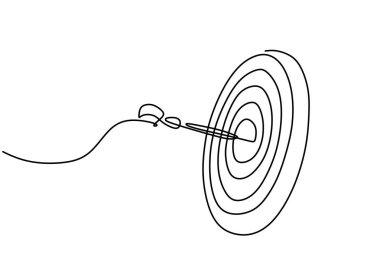 Aralıksız bir ok hedefi çizgisi çiziliyor. Vektör illüstrasyon minimalisti.