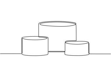 Bir yığın bozuk para senti. Sürekli bir çizgi çiziyor. Vektör illüstrasyon minimalisti.