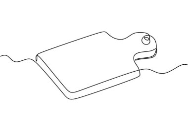 Beyaz arkaplanda izole edilmiş bir kesme tahtası çizimi. yemek pişirme ve mutfak konsepti basit doğrusal düzenlenebilir vuruş tarzında.