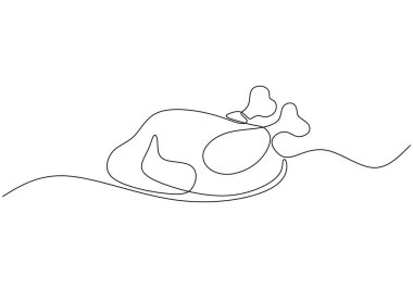 Sürekli kızarmış tavuk kuyruğu. Kızarmış tavuk çizgisi .vektör bir çizgi soyut kızarmış tavuk.