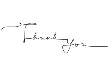 Teşekkür ederim. El yazısıyla yazılmış bir yazı. Beyaz arkaplana izole edilmiş el yazısı yazısının bir satır çizimi.