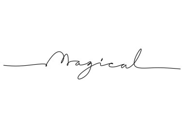 Sihirli el yazısı yazması. Beyaz arkaplana izole edilmiş el yazısı yazısının bir satır çizimi.