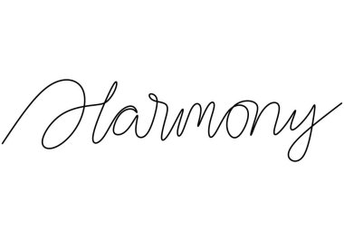 Harmoni el yazısı yazması. Beyaz arkaplana izole edilmiş el yazısı yazısının bir satır çizimi.