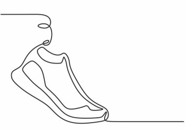 Tek bir çizim tarzında koşu ayakkabıları. Atletik spor konsepti vektör çizimi.