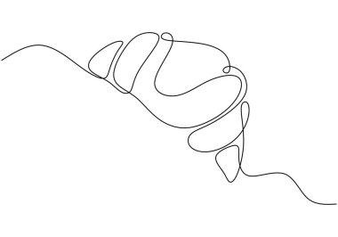 Logo için minimalist tarzda sürekli bir ay çöreği çizimi. Parmak izi ve kahvaltı konsepti için el yapımı Fransız hamur işi çizimi..