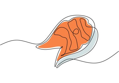 Beyaz arka planda izole edilmiş taze somon balığı dilimleri. Taze gıda kavramı vektör illüstrasyonu.