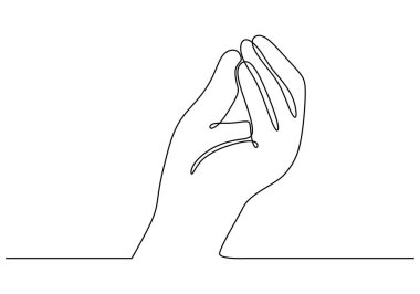 Bellissimo italyan Lezzetli yemek el hareketi aralıksız çizgi çizimi. El işareti konsepti. Vektör illüstrasyonu minimalist tasarım el çizimi.