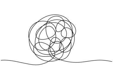 Soyut Kaotik çizgi. Karışık doku, sürekli bir çizgi çizimi. Vektör çizimi eğri büğrü tasarım el çizimi.