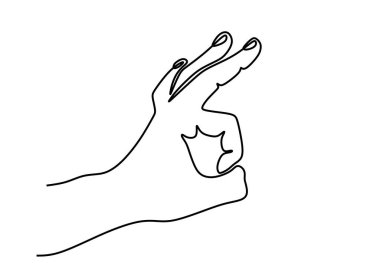 Tamam, el hareketi sürekli çizgi çizimi. El konseptiyle selamlama. Beyaz arkaplana izole edilmiş vektör illüstrasyon minimalist tasarım eli.