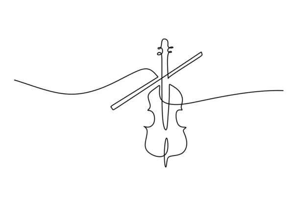 Keman kesintisiz çizgi çizimi. Müzik aleti konsepti. Vektör illüstrasyonu minimalist tasarım el çizimi.