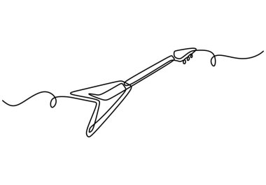 Elektro gitar aralıksız çizgi çizimi. Müzik aleti konsepti. Vektör illüstrasyonu minimalist tasarım el çizimi.