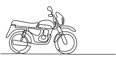 Klasik Motosiklet Devamlı Çizgi Çizimi. Ulaşım temaları için klasik bir motosikletin tek satır sanatı.
