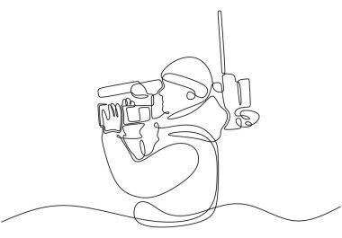 Kameraman, operatör ya da kameraman elinde kamerayla ayakta duran tek çizgi çizimi. Film yapımının, yayın haberlerinin ya da canlı yayın çekimlerinin temsilcisi..