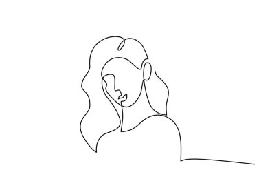 Yaratıcı ifadeyi vurgulayan, beyaz üzerine minimalist tarzda çizilmiş bir kadın yüzü çizimi