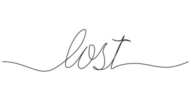 Kelimeyi tek bir satırda kaybettim. Minimalist ifade illüstrasyonu. Tek satır el yazısı yazması.