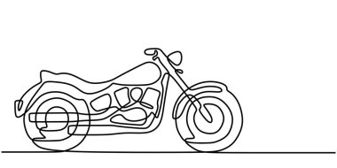Retro Motosiklet Çizgisi Sanat Çizimi. Klasik bir motosiklet tasarımının bir çizimi.