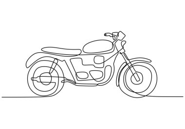 Klasik Motosiklet Devamlılık Çizgisi Çizimi. Tek satır sanatında klasik motosiklet tasarımı.