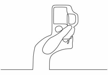 Dünya Fotoğraf Günü için Bir El Kamerası Çizgisi Sanatı. Asgari Çizim