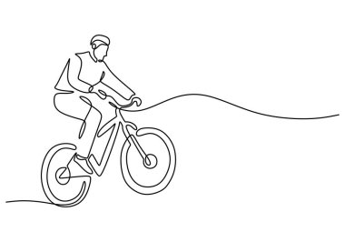 Bisiklet süren bir adamın durmaksızın çizdiği çizgiler. Minimalist tarzda bir bisikletçi..