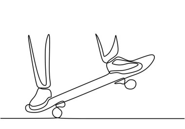Kaykay yapan birinin sürekli çizdiği bir çizgi. Kaykaydaki bacakların minimalist çizimi.