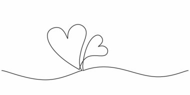 Sevgililer Günü için Minimalist İki Kalpli Moda Çizgisi. Aşk Katılım Sanatı