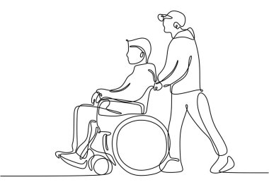 Tekerlekli sandalyede başka bir adamı iten bir adamın durmaksızın çizdiği çizgi. Basit bir sanat objektifi ile takım çalışması ve arkadaşlığı resmediyor..