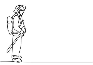 İtfaiyecinin baltayla çizdiği bir çizgi. İtfaiyede hazır olmayı ve gücü temsil ediyor. Vektör illüstrasyonu.