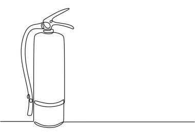 Continuous line drawing of a fire extinguisher tank. Illustrating safety equipment in a minimalist design. Vector illustration. clipart