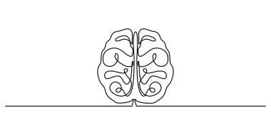 Sürekli bir beyin sembolü çizimi. Temiz tasarım zekayı ve kavrayışı temsil ediyor. Vektör illüstrasyonu.