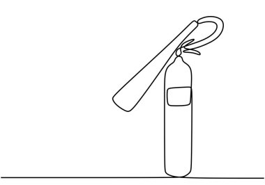 Yangın söndürme tankının bir çizgisi. Yangın güvenlik önlemlerinin önemini kavramak. Vektör illüstrasyonu.