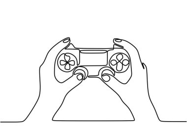 joystick 'i tutan bir elin durmaksızın çizdiği çizgi. Oyunların heyecanını dinamik ve minimalist bir şekilde yakalıyor..