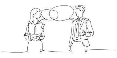 Sohbet ya da röportaj yapan iki kişinin kesintisiz çizgisi, diyaloğun önemini minimalist bir şekilde gösteriyor..