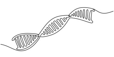 Bir DNA sarmalı çizimi. Yaşamın özü ve genetik araştırmalar. Vektör illüstrasyonu.