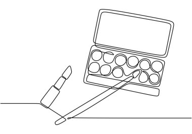 Makyaj setinin sürekli çizimleri. Güzelliği ve yaratıcılığı şık bir tasarımla temsil eder..