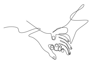 El ele tutuşup duruyoruz. İnsanlar konsept imzalar. Vektör illüstrasyon minimalist arkaplanı.