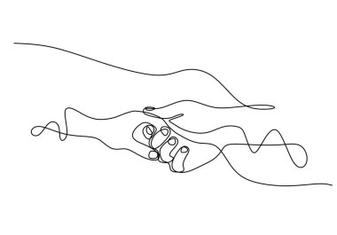 El ele tutuşup duruyoruz. İnsanlar konsept imzalar. Vektör illüstrasyon minimalist arkaplanı.