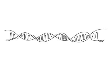 DNA sürekli bir çizgi çizer. Bilim adamı ve araştırma konsepti. Vektör illüstrasyon minimalist arkaplanı.